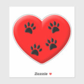 Kat Lover Red Heart en Paws Sticker (Vel)