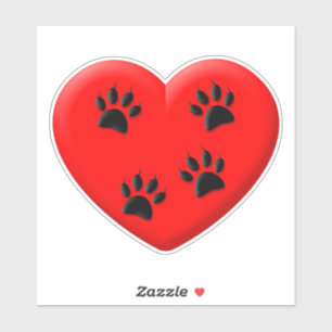 Kat Lover Red Heart en Paws Sticker