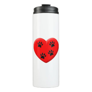 Kat Lover Red Heart en Paws Thermosbeker