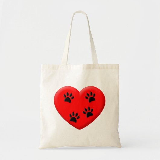 Kat Lover Red Heart en Paws Tote Bag (Voorkant)