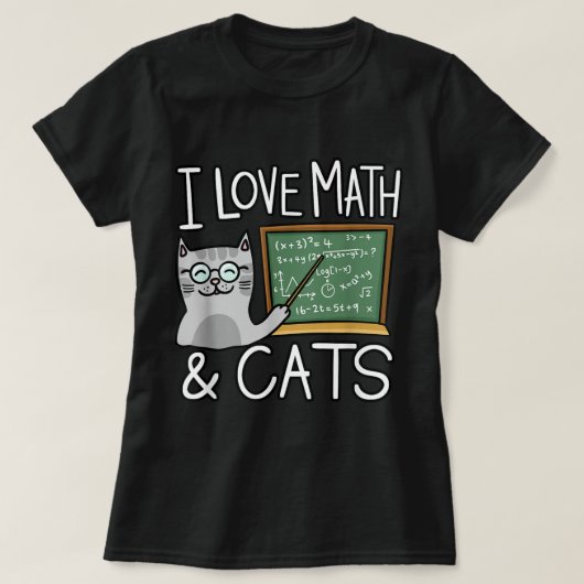 Kat Lover Shirt, ik hou van Wiskunde en katten Shi T-shirt (Design voorkant)