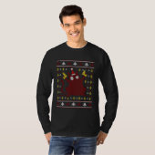 Kat Lover Ugly Sweater Cat Santa Hat en Pistolen C T-shirt (Voorkant volledig)