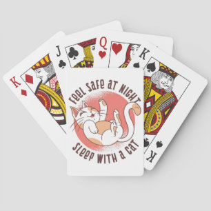 Kat Lover voelt veilig bij nachtslaap met een kat Pokerkaarten