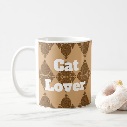 Kat Lover Wildcat Pattern Geometric Diamond Koffiemok (Met donut)