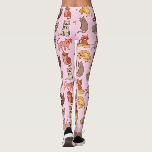 Kat Lovers. Afspeelbare katten op roze Leggings (Achterkant)