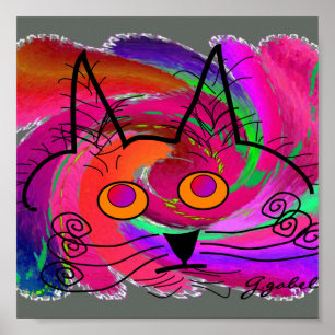 Kat Lovers Art Poster-Abstract olieverf Poster