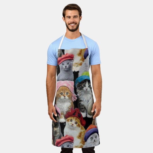 Kat Lovers Cat Collage All-Over Print Apron Schort (Gedragen)