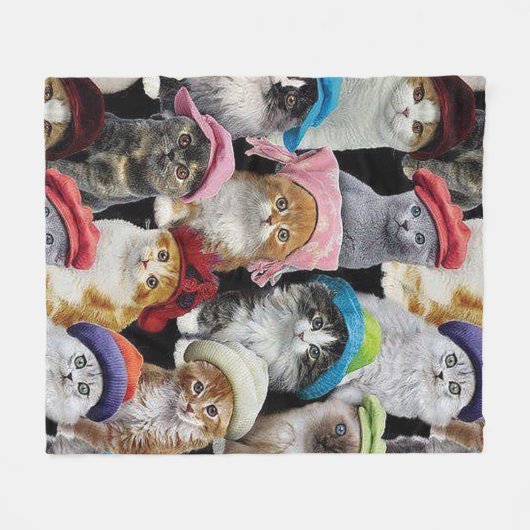 Kat Lovers Collage Fleece Blanket (Voorkant (Horizontaal))