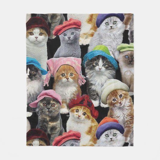 Kat Lovers Collage Fleece Blanket Deken (Voorkant)