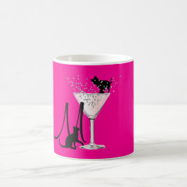 Kat Lovers Hot Pink Monogram Modern Koffiemok