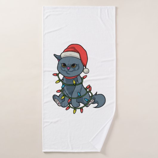Kat Lovers kerstcadeau Kitten Xmas Light Badhanddoek (Badhanddoek)