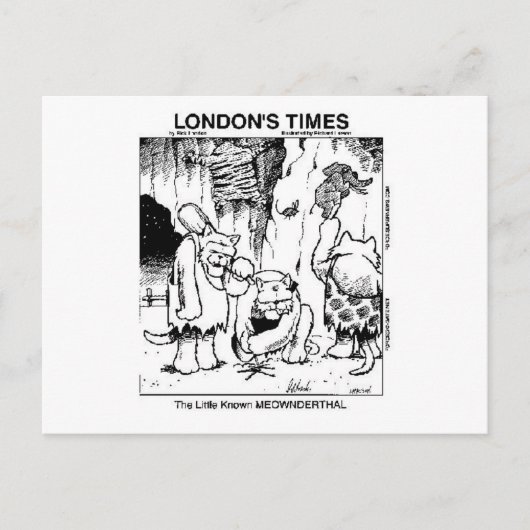 Kat-Lovers "Meownderthals" Offbeat Cartoon Gifts Briefkaart (Voorkant)