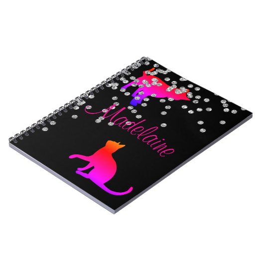 Kat Lovers Modern Black Roze Spots Personal Notitieboek (Linkerzijde)