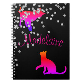 Kat Lovers Modern Black Roze Spots Personal Notitieboek