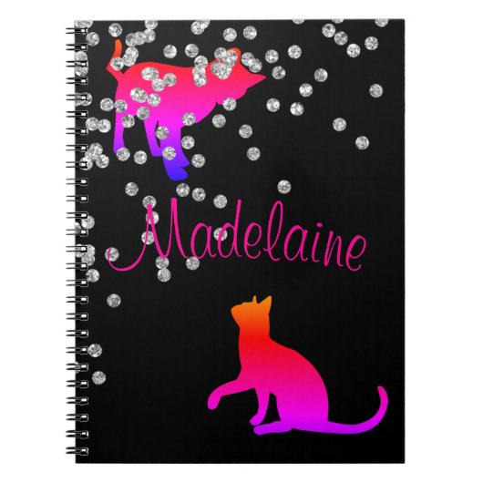 Kat Lovers Modern Black Roze Spots Personal Notitieboek (Voorkant)