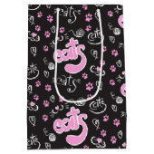Kat Lovers Pink and Black Persoonlijke verjaardag Medium Cadeauzakje (Achterkant)