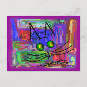 Kat Lovers "The Curious Abstract Cat" Art Briefkaart