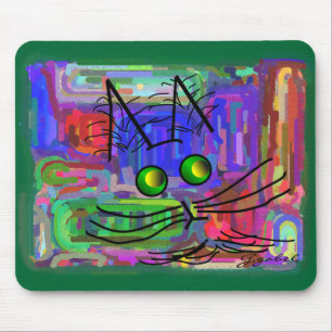 Kat Lovers "The Curious Abstract Cat" Art Muismat