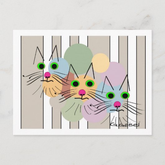 Kat Lovers "Three Amigos" Kat Art Briefkaart (Voorkant)