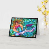 Kat Loves Chocolate Mermaid Kaart (Gele Bloem)