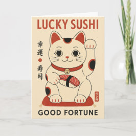 Kat Lucky Sushi Maneki Neko Illustratie, Japans Kaart
