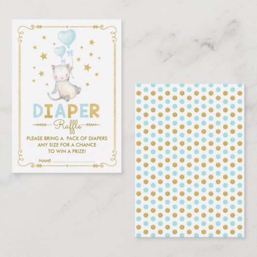 Kat Luier Tombola Jongste Kitten Blauwe Gouden Bab Informatiekaartje (Voorkant / Achterkant)