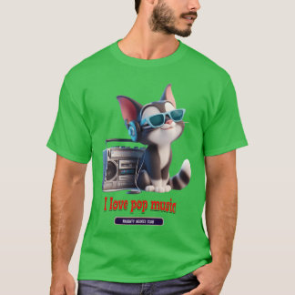 kat luisterend naar popmuziek meisje t-shirt