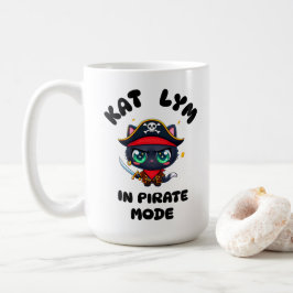 Kat Lym Cute Black Cat Pirate Art Koffiemok