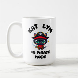Kat Lym Cute Black Cat Pirate Art Koffiemok