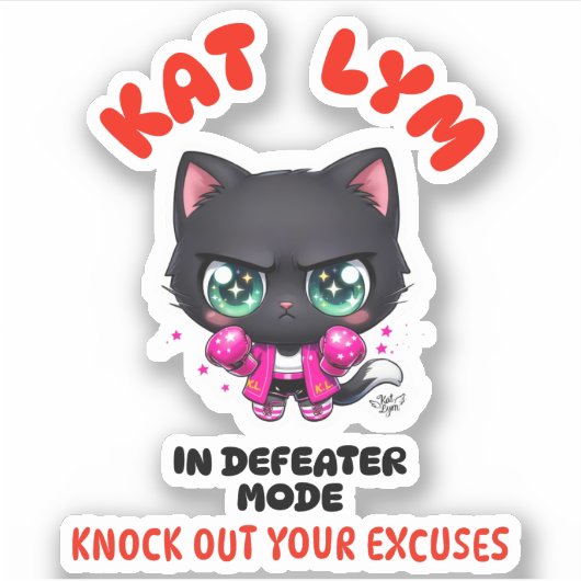 Kat Lym In Defeater Mode Gym Sticker (Voorkant)