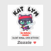 Kat Lym In Ninja Mode Black Cat Sticker (Vel)
