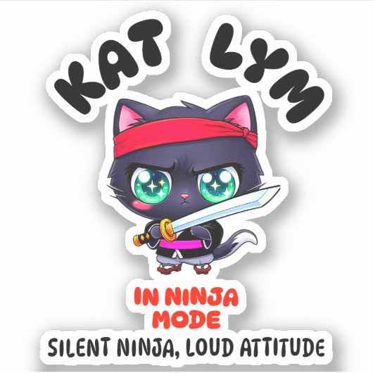 Kat Lym In Ninja Mode Black Cat Sticker (Voorkant)
