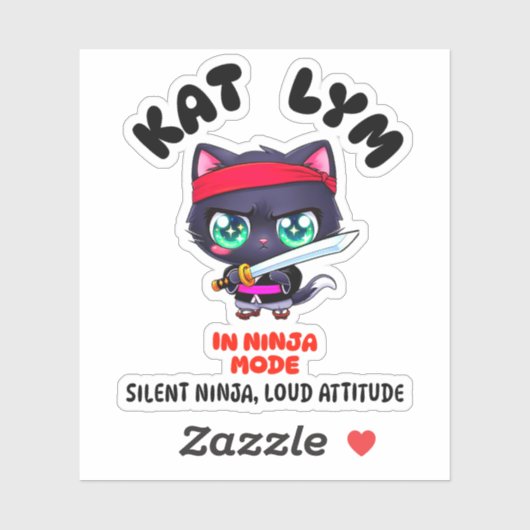 Kat Lym In Ninja Mode Cat Sticker (Vel)