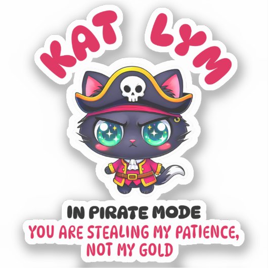 Kat Lym In Pirate Mode 2 Sticker (Voorkant)