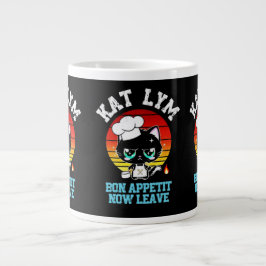 Kat Lym Sarcastic Chef Cat - Bon Appetit Now Leave Grote Koffiekop
