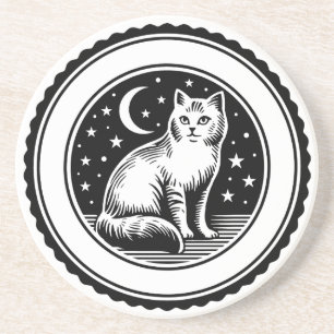 Kat Maan en Sterren Zandsteen Onderzetter