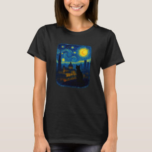 Kat Madrid Sterrennacht Silhouette met Spaanse Sta T-shirt