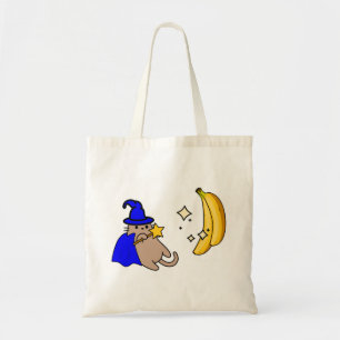Kat Magiciër Creëer bananen met een Magische Wand Tote Bag