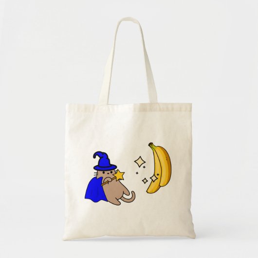 Kat Magiciër Creëer bananen met een Magische Wand Tote Bag (Voorkant)