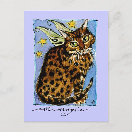 Kat Magisch Ocicat met airy Wings Briefkaart (Voorkant)
