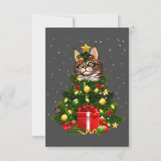 Kat Maine Coon Cat Xmas Bastruitjes Lat Lover Ugly Bedankkaart (Voorkant)