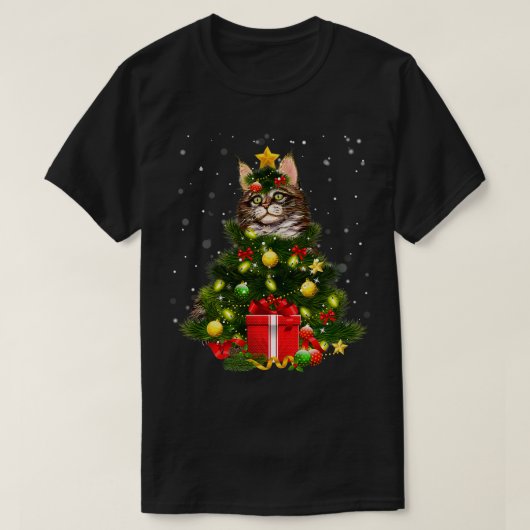 Kat Maine Coon Cat Xmas Bastruitjes Lat Lover Ugly T-shirt (Design voorkant)