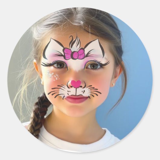 Kat Make-up Klassieke Ronde Sticker (Voorkant)