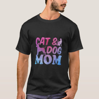 Kat mam en hond mama Cute Cat Cat & Dog mama T-shirt