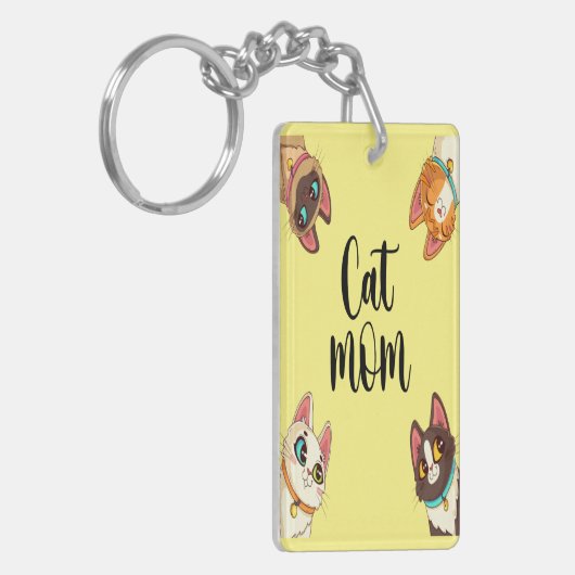 Kat mam geel sleutelhanger (Voorkant Links)