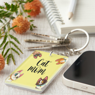 Kat mam geel sleutelhanger