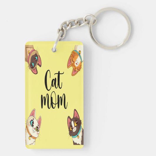 Kat mam geel sleutelhanger (achterkant)