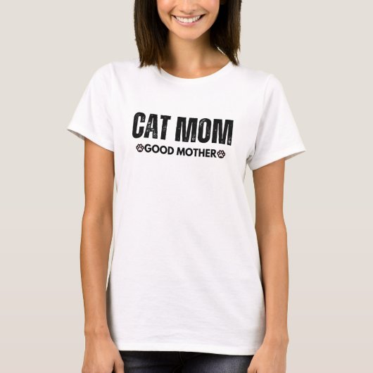 Kat Mam Goede Moeder Paws T-shirt (Voorkant)