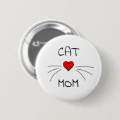 Kat mam Heart en Whiskers Ronde Button 5,7 Cm (Voorkant /achterkant)