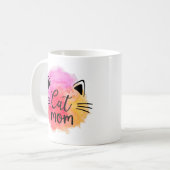 Kat mam kat heeft een kleurrijke moderne koffiemok (Voorkant links)